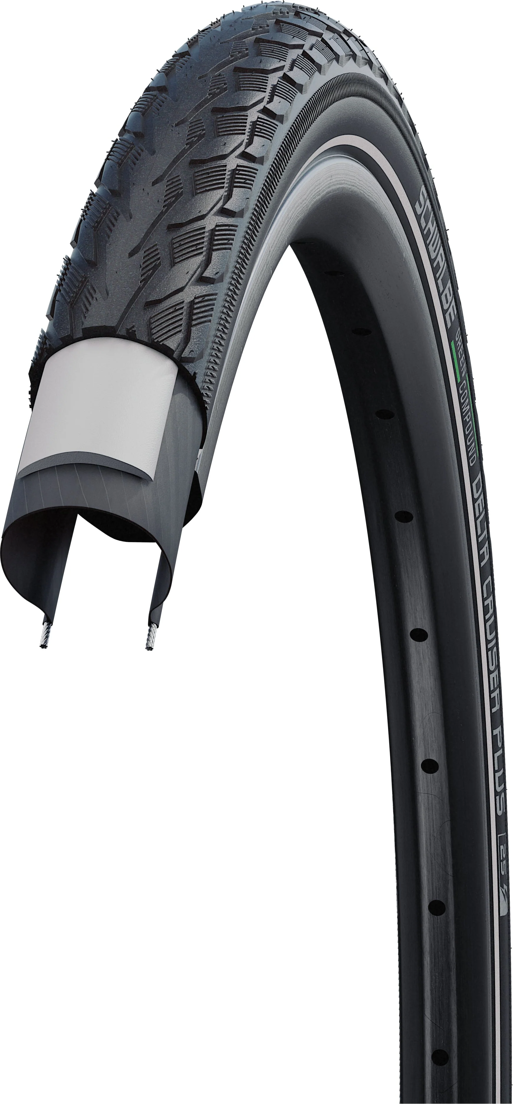 Schwalbe Delta Cruiser Plus Active Drahtreifen 28x1.50" PunctureG E-25 Green Compound Reflex schwarz - Image 3